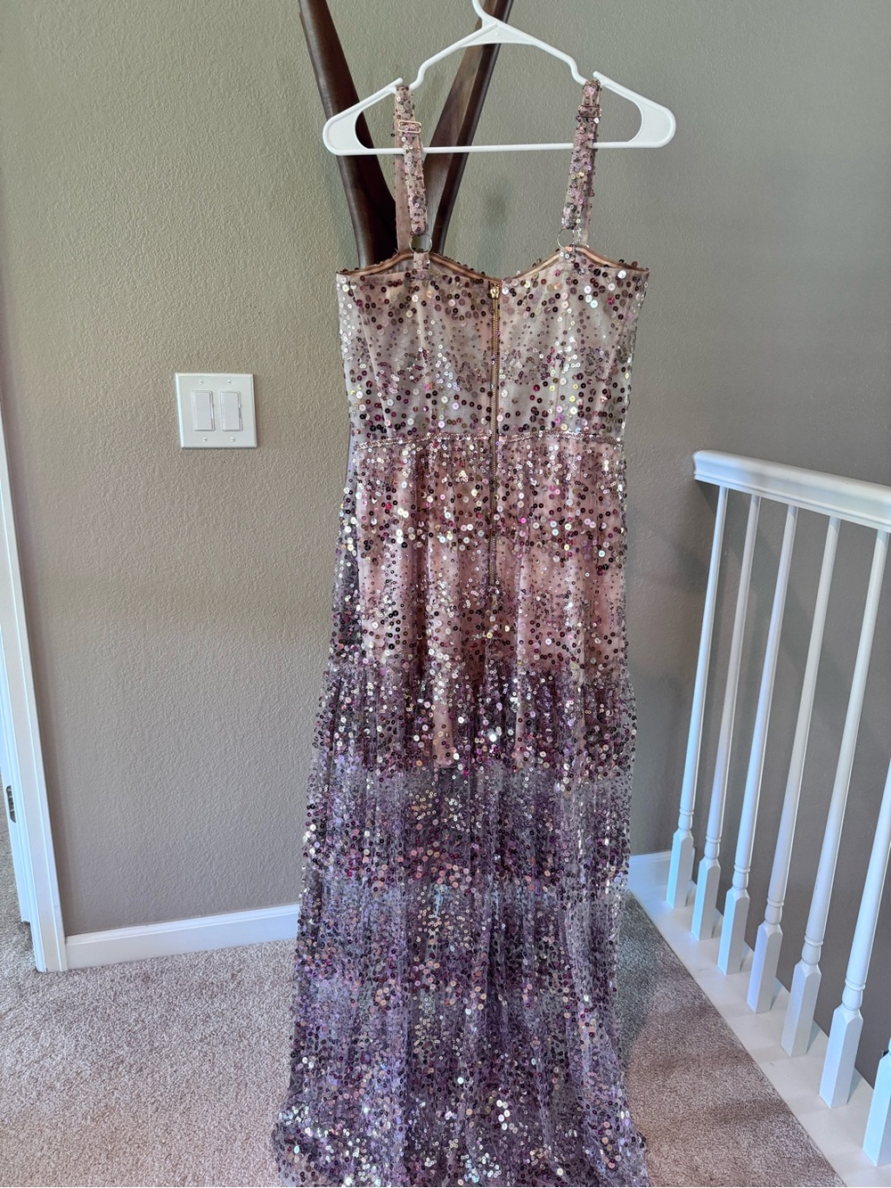 Bronx and Banco Midnight Gold Sequin Maxi Dress US10/XL - Picture 5 of 10
